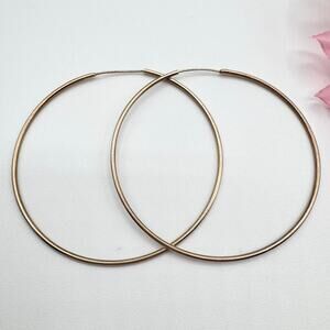 925 Italy Dyadema Vermeil Hoop Earrings Tested Stamped Signed 2 1/4” 2.85 g
